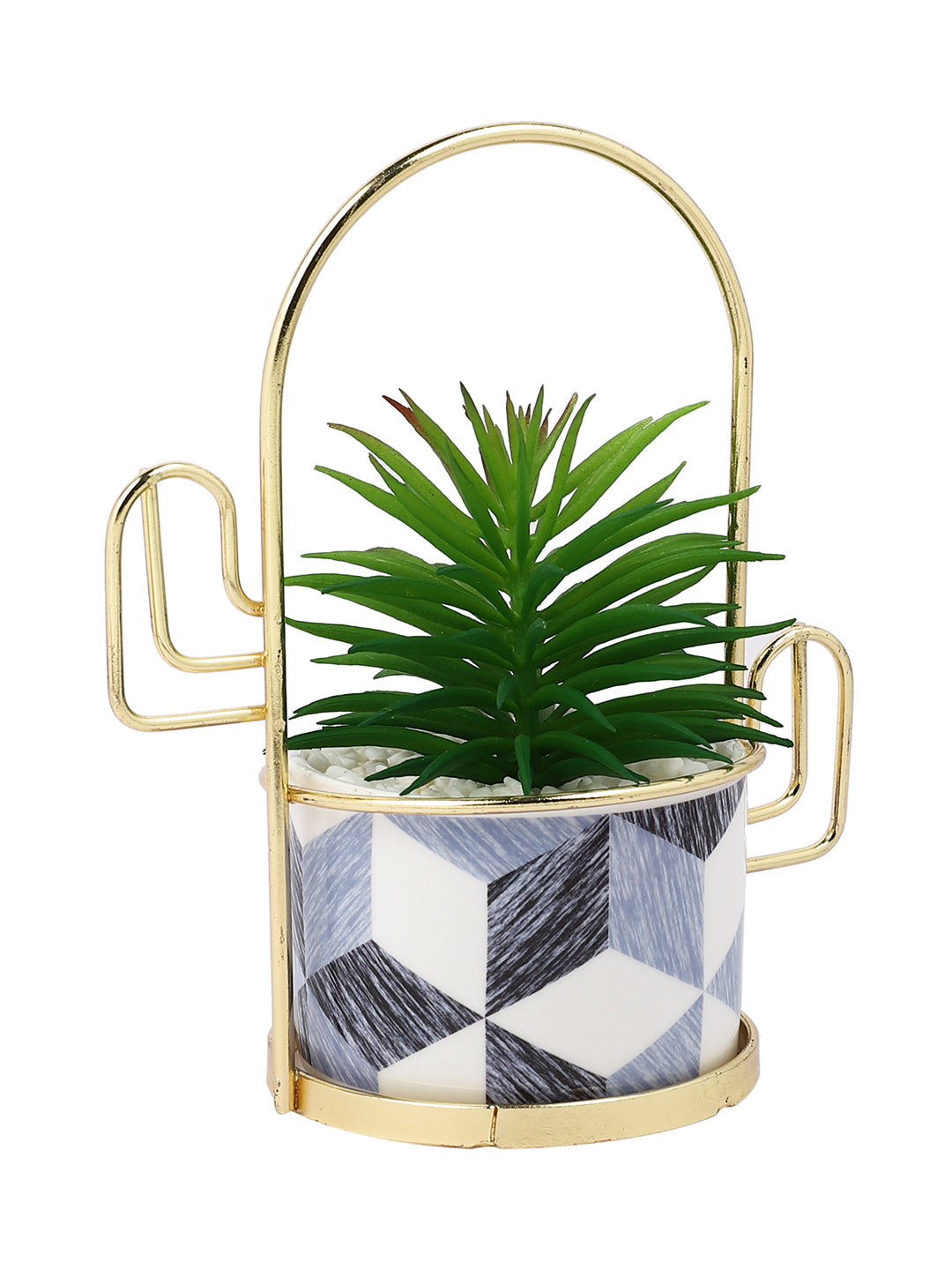 White 1 Pieces Succulent Artificial Plant With Pot