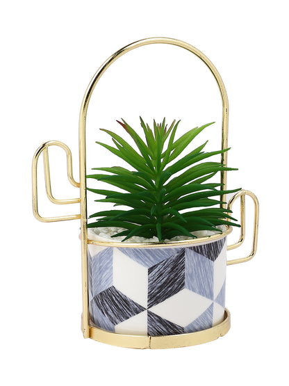 White 1 Pieces Succulent Artificial Plant With Pot