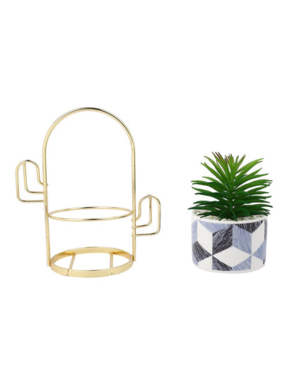 White 1 Pieces Succulent Artificial Plant With Pot