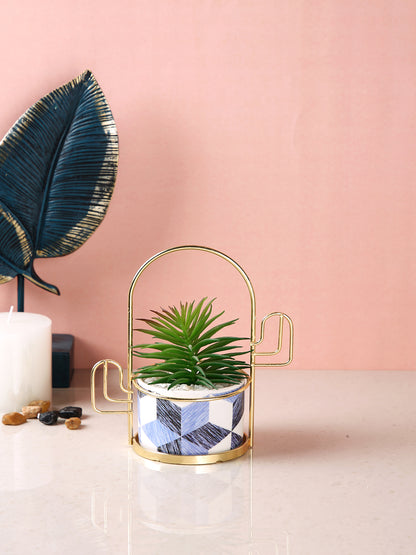 White 1 Pieces Succulent Artificial Plant With Pot