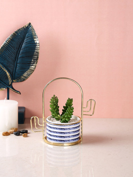 White 1 Pieces Succulent Artificial Plant With Pot