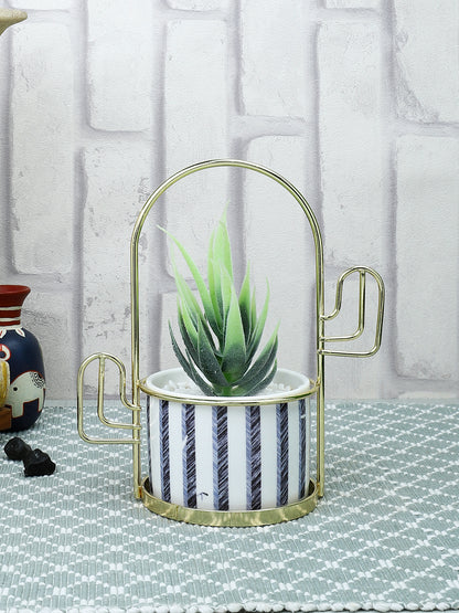 White 1 Pieces Succulent Artificial Plant With Pot