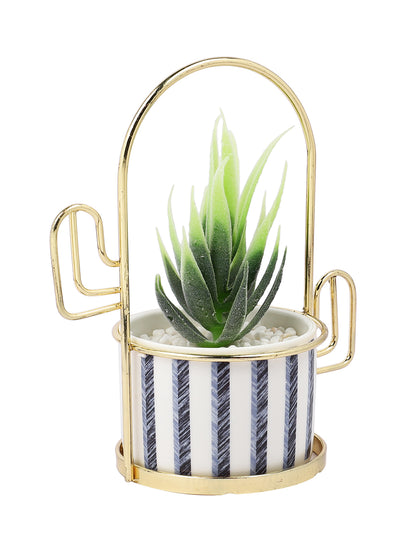 White 1 Pieces Succulent Artificial Plant With Pot