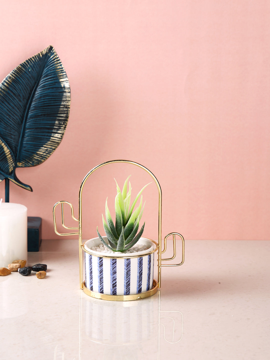 White 1 Pieces Succulent Artificial Plant With Pot