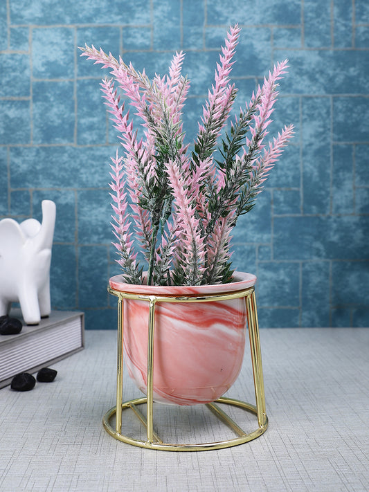 Pink 1 Pieces Lavender Artificial Plant With Pot