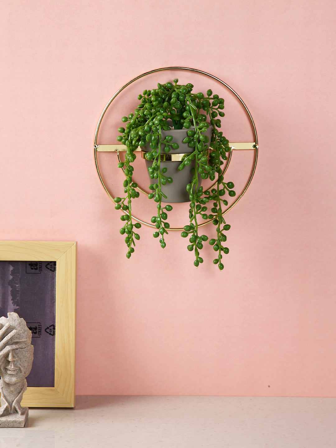 Gold-Toned 1 Pieces Hanging Succulent Artificial Plant With Pot