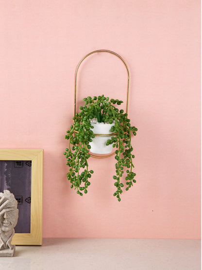 White 1 Pieces Hanging Succulent Artificial Plant With Pot