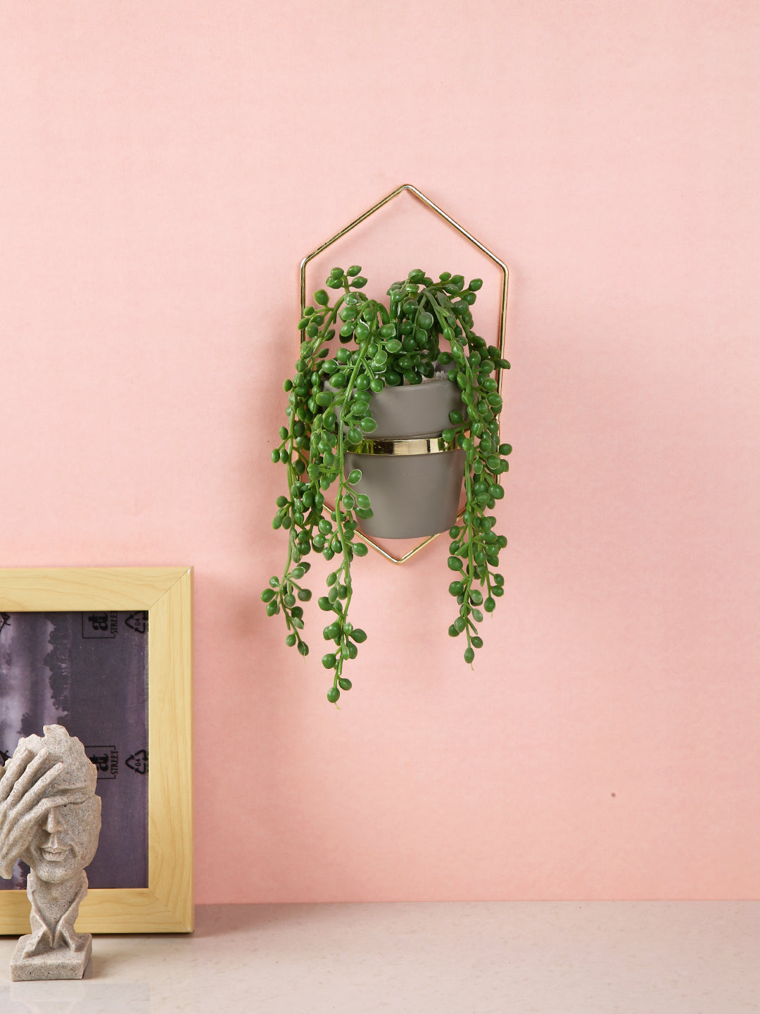 Grey 1 Pieces Hanging Succulent Artificial Plant With Pot
