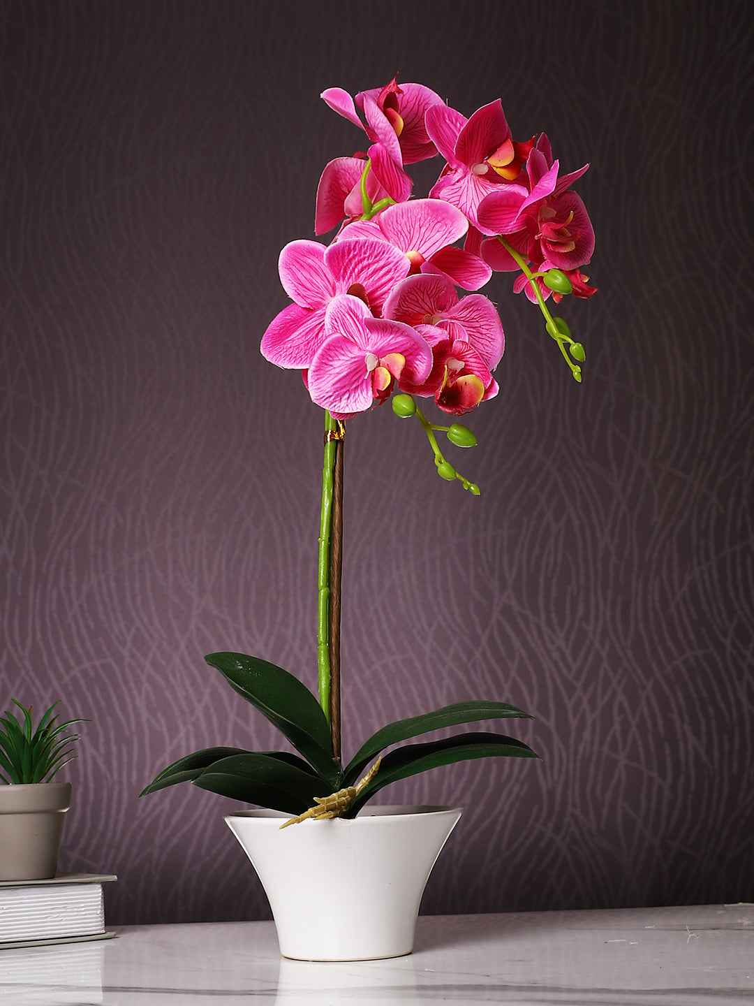 White 1 Pieces Orchid Artificial Plant With Pot