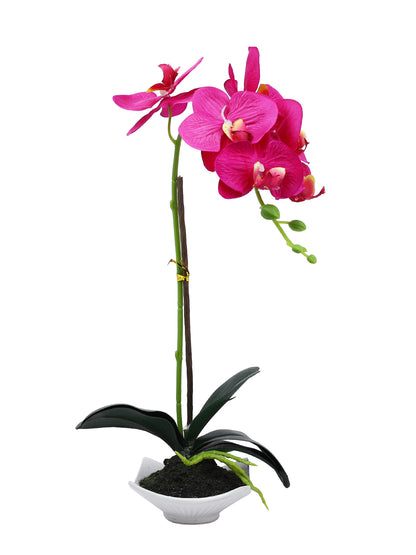 White 1 Pieces Orchid Artificial Plant With Pot