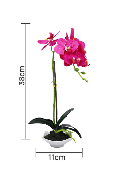 White 1 Pieces Orchid Artificial Plant With Pot