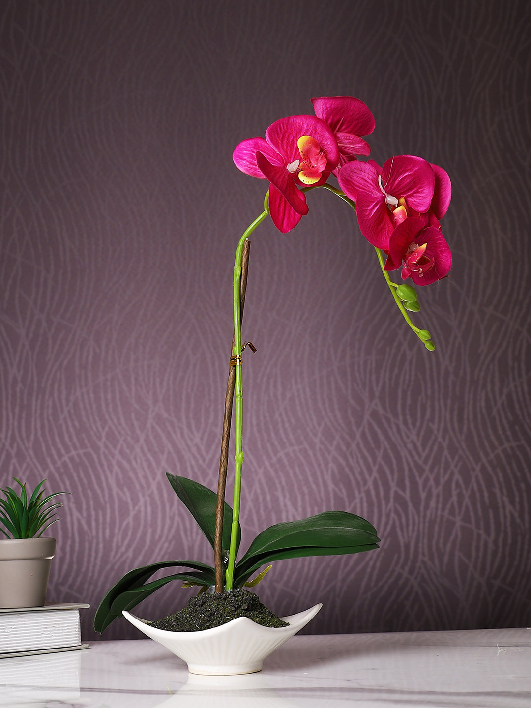 White 1 Pieces Orchid Artificial Plant With Pot