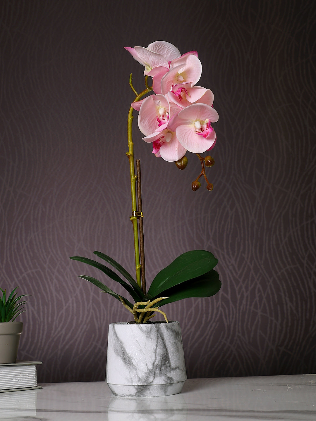 White 1 Pieces Orchid Artificial Plant With Pot