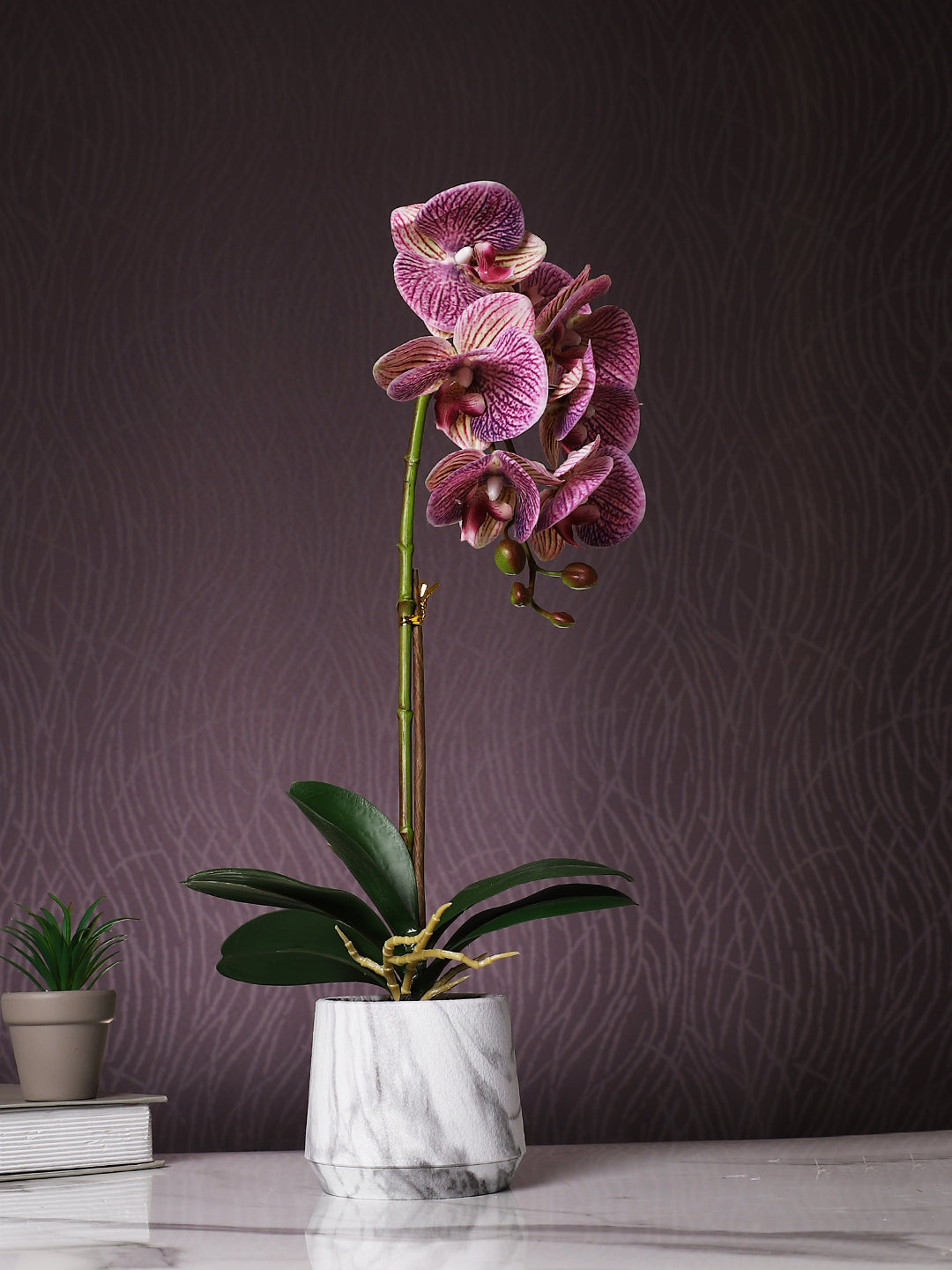 White 1 Pieces Orchid Artificial Plant With Pot