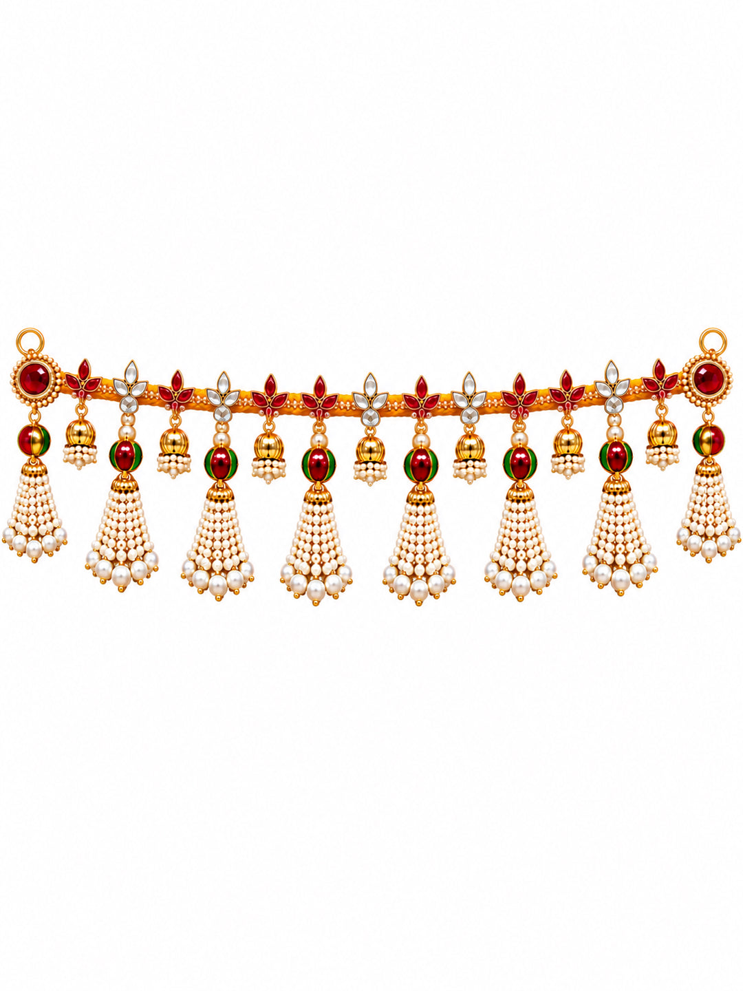 Auspicious Yellow Floral Door Toran Bandarwal with Golden Tassels & Beads (100 cm)