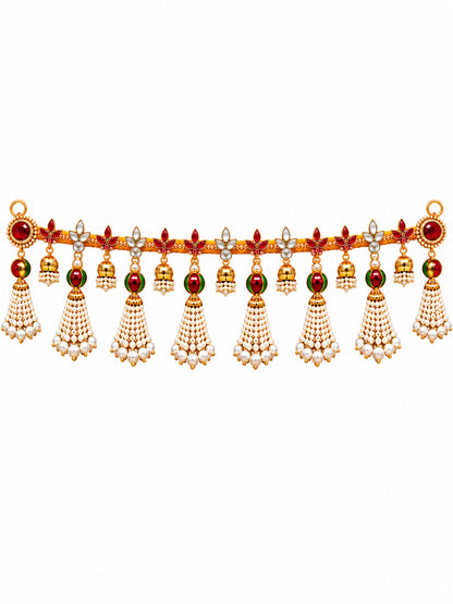Auspicious Yellow Floral Door Toran Bandarwal with Golden Tassels & Beads (100 cm)