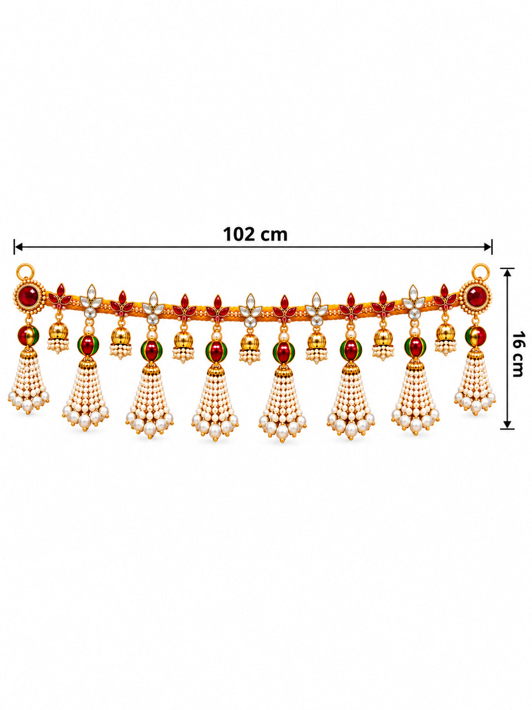 Auspicious Yellow Floral Door Toran Bandarwal with Golden Tassels & Beads (100 cm)