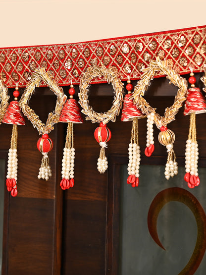 Ethnic Door Toran with Red and Golden Beads