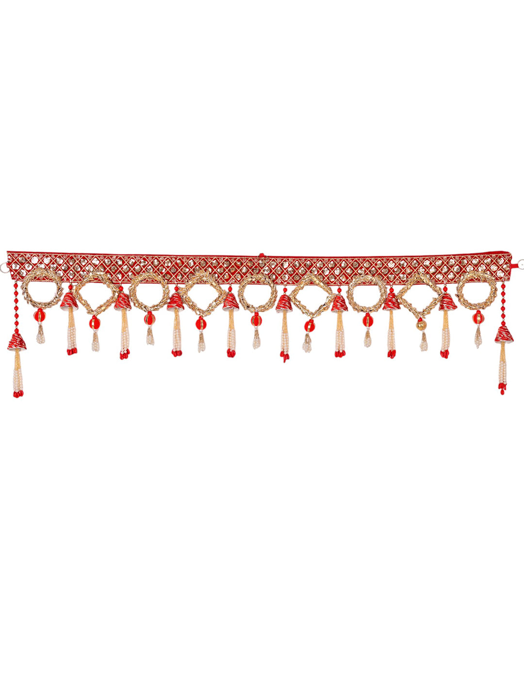 Ethnic Door Toran with Red and Golden Beads