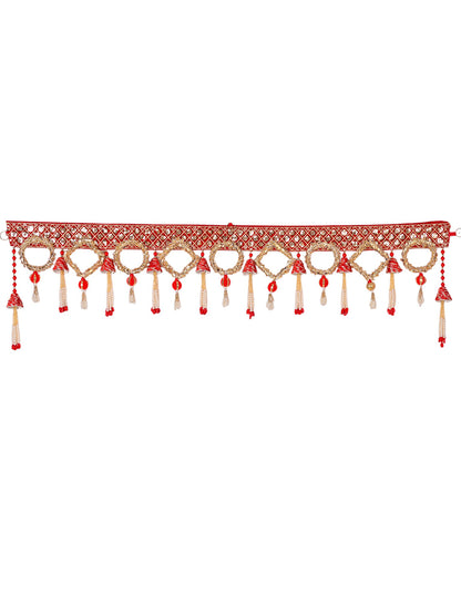 Ethnic Door Toran with Red and Golden Beads