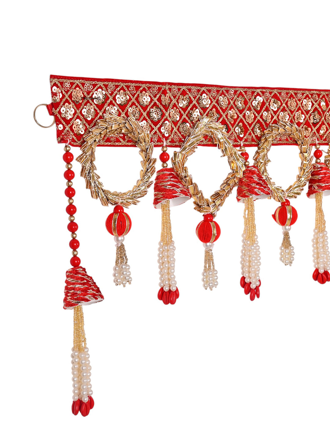 Ethnic Door Toran with Red and Golden Beads