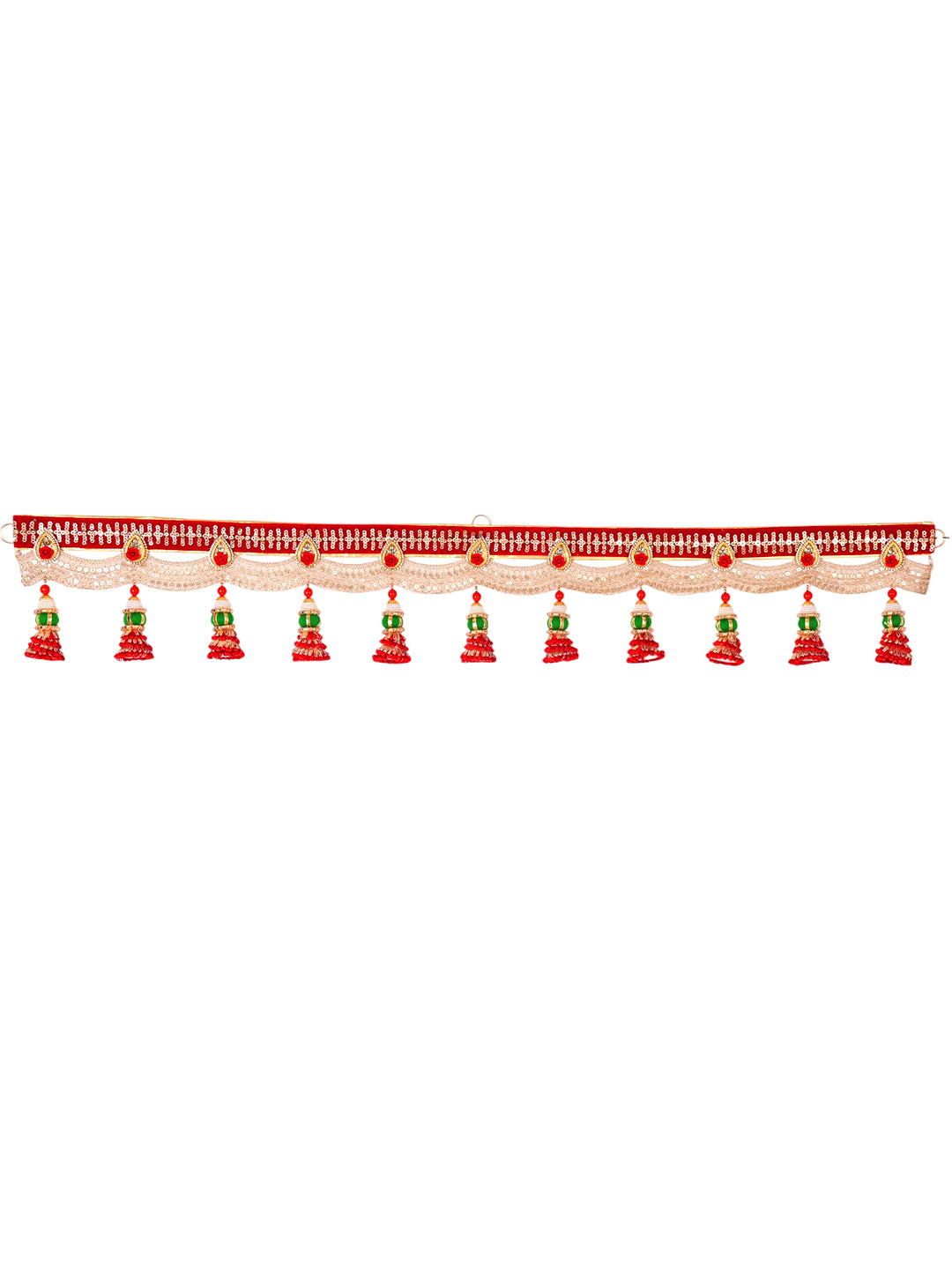 Golden & Pink Beaded Decorative Door Hanging Bandarwal with Tassels