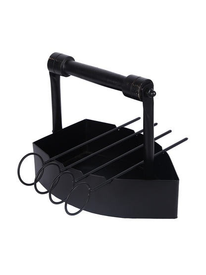 Stylish Steam Iron Barbeque Plate with Skewers