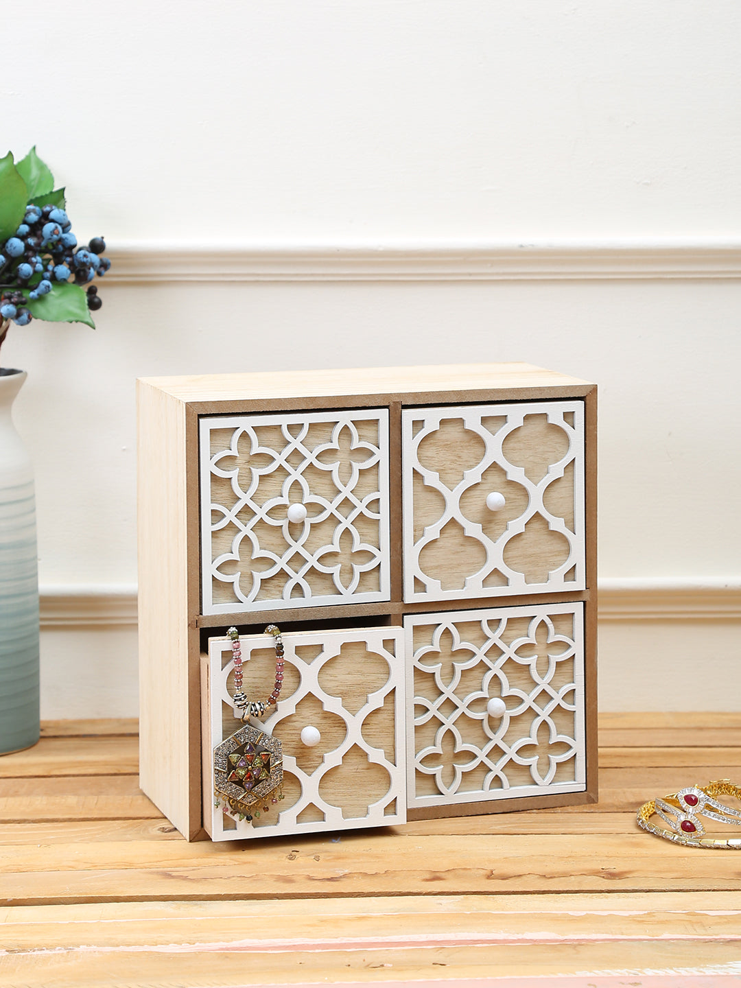 Beige Detailed and Cute Wooden Box