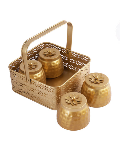 Set of 4 Jars with Basket