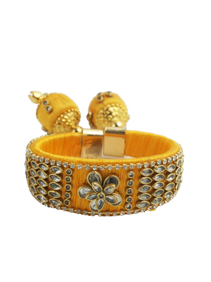 Traditional Yellow Kundan Bangle Rakhi