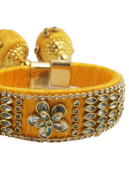 Traditional Yellow Kundan Bangle Rakhi