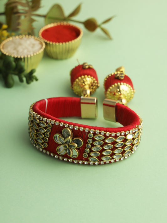 Traditional Red Kundan Bangle Rakhi