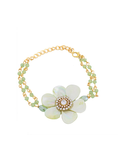 Pastel Bloom Bracelet Rakhi for Bhabhi with Floral Centerpiece