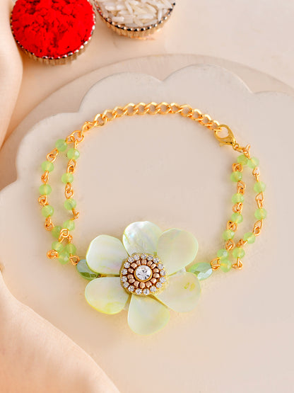 Pastel Bloom Bracelet Rakhi for Bhabhi with Floral Centerpiece