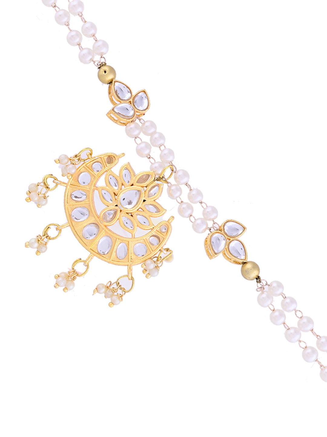 Pearl Drop Kundan Bracelet Rakhi for Bhabhi with Antique Motif