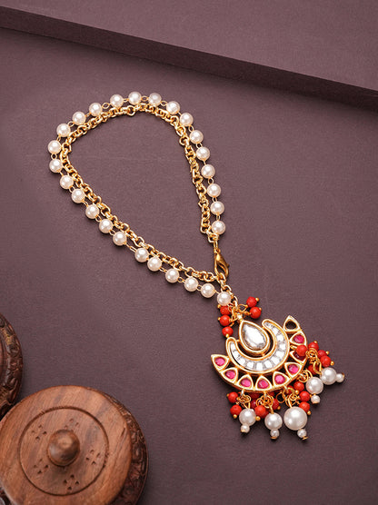 Golden Pearl Drop Bhabhi Lumba Bracelet Rakhi