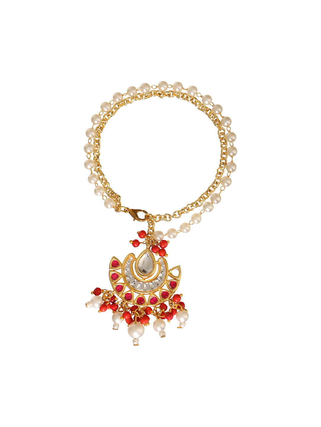 Golden Pearl Drop Bhabhi Lumba Bracelet Rakhi