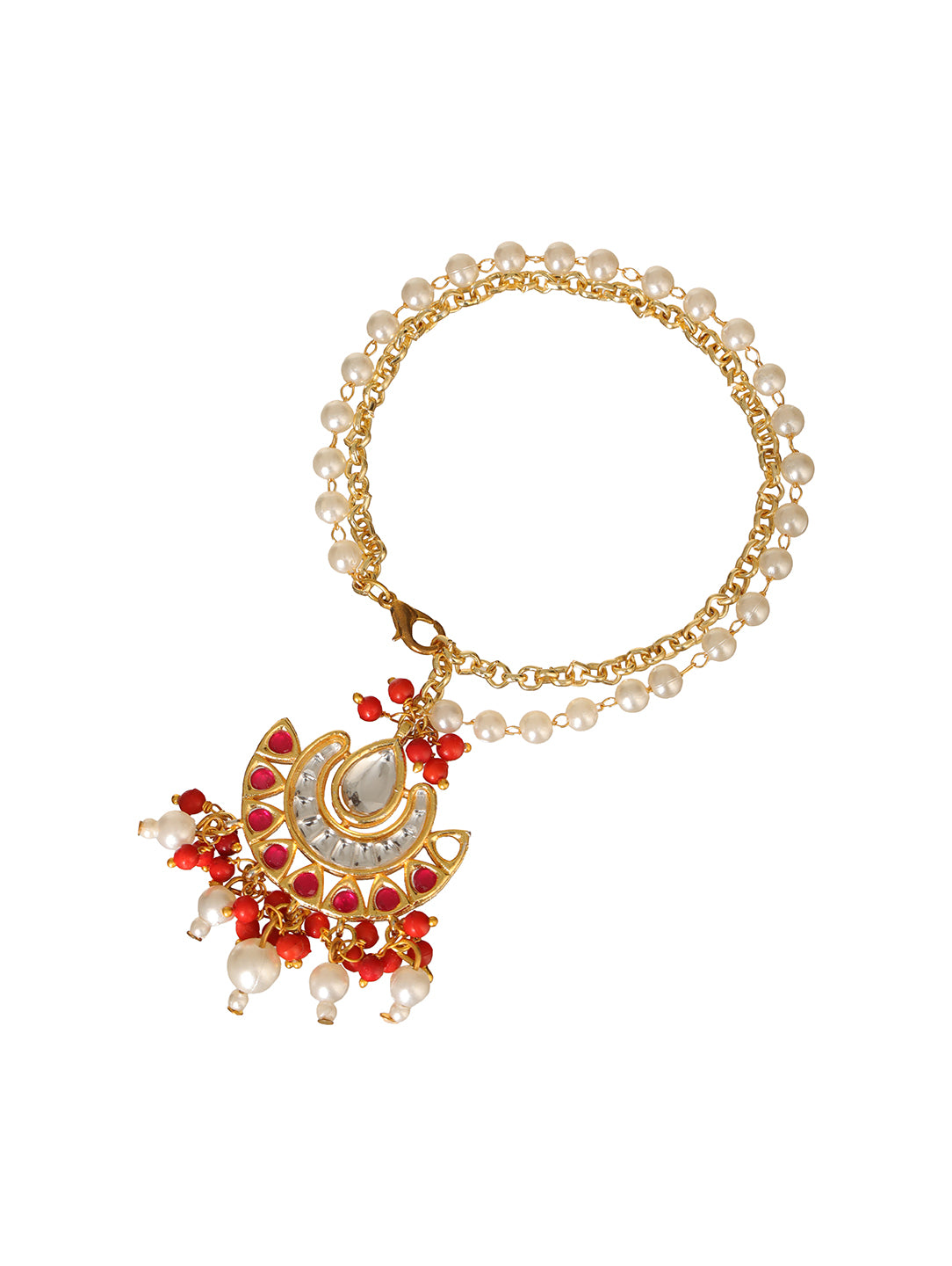 Golden Pearl Drop Bhabhi Lumba Bracelet Rakhi