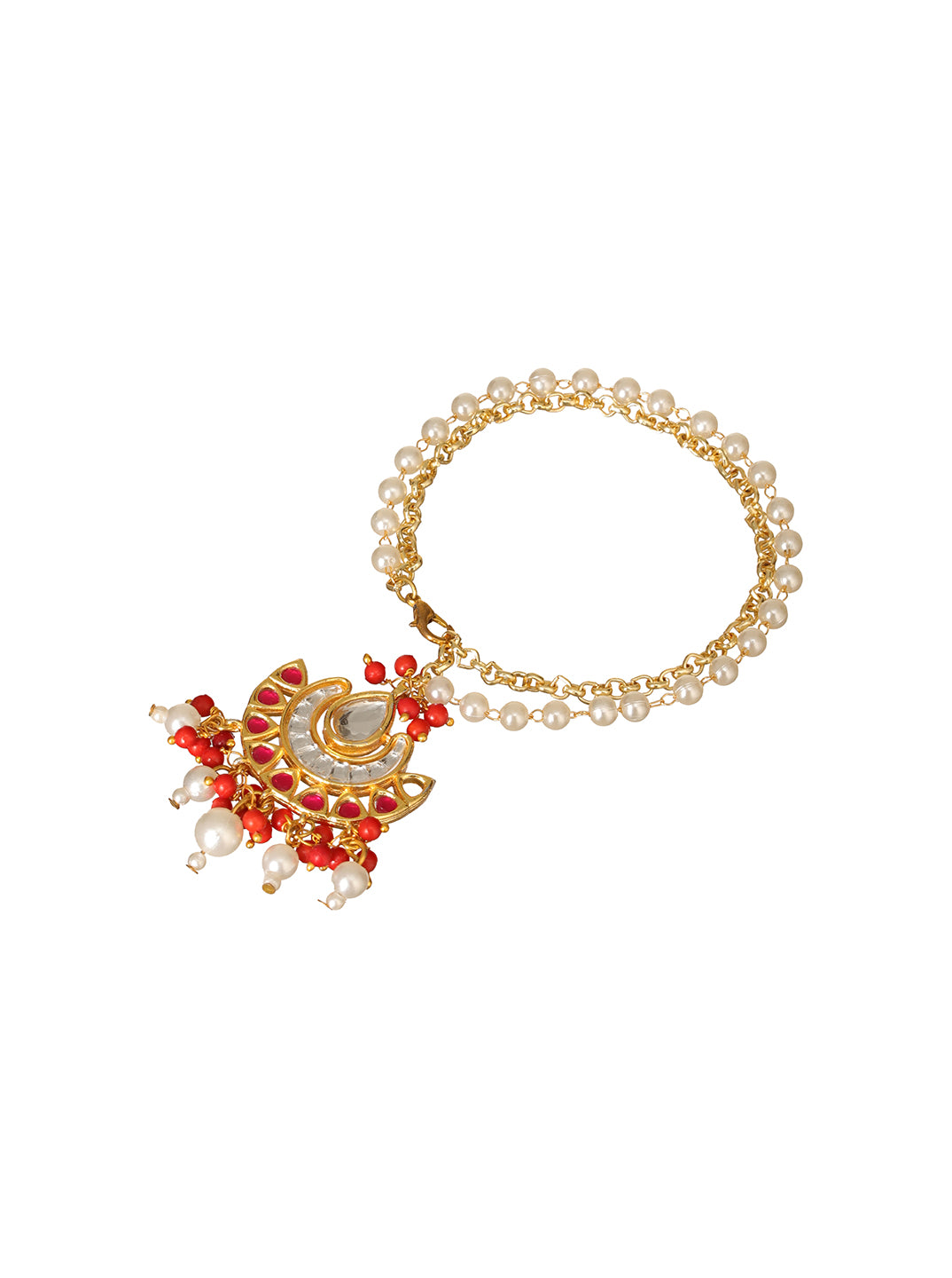 Golden Pearl Drop Bhabhi Lumba Bracelet Rakhi