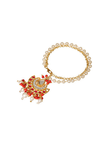 Golden Pearl Drop Bhabhi Lumba Bracelet Rakhi