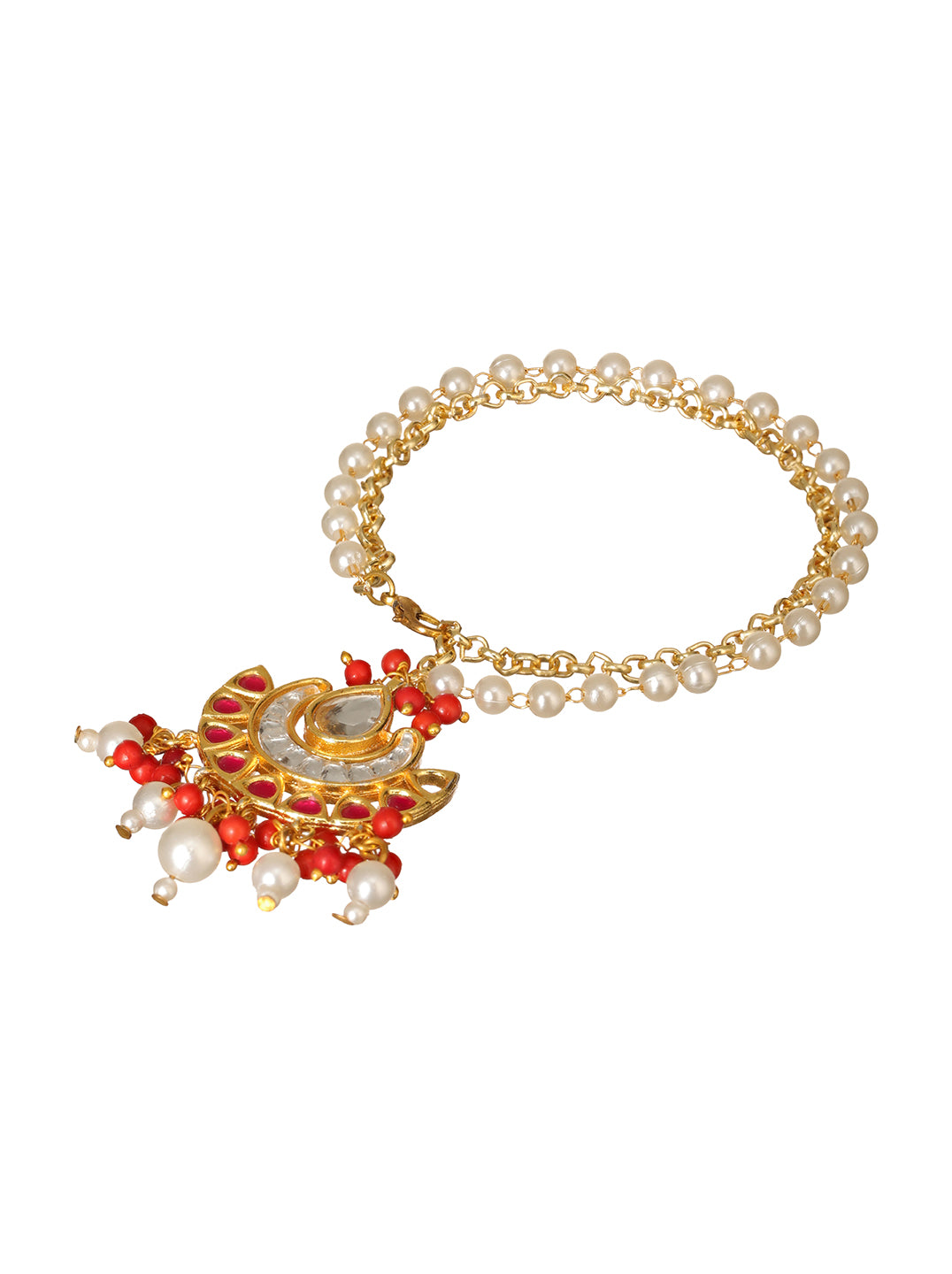 Golden Pearl Drop Bhabhi Lumba Bracelet Rakhi