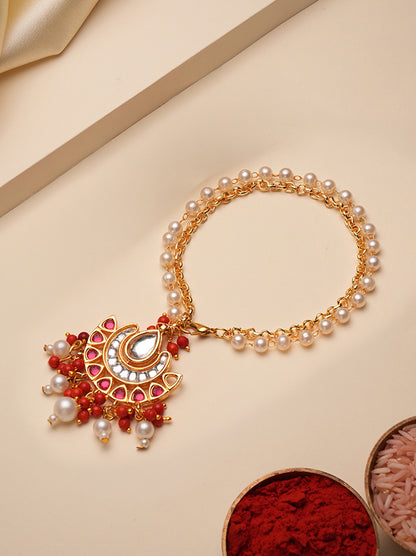 Golden Pearl Drop Bhabhi Lumba Bracelet Rakhi