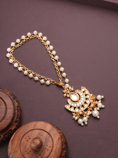 White Pearl Drop Bhabhi Lumba Bracelet Rakhi