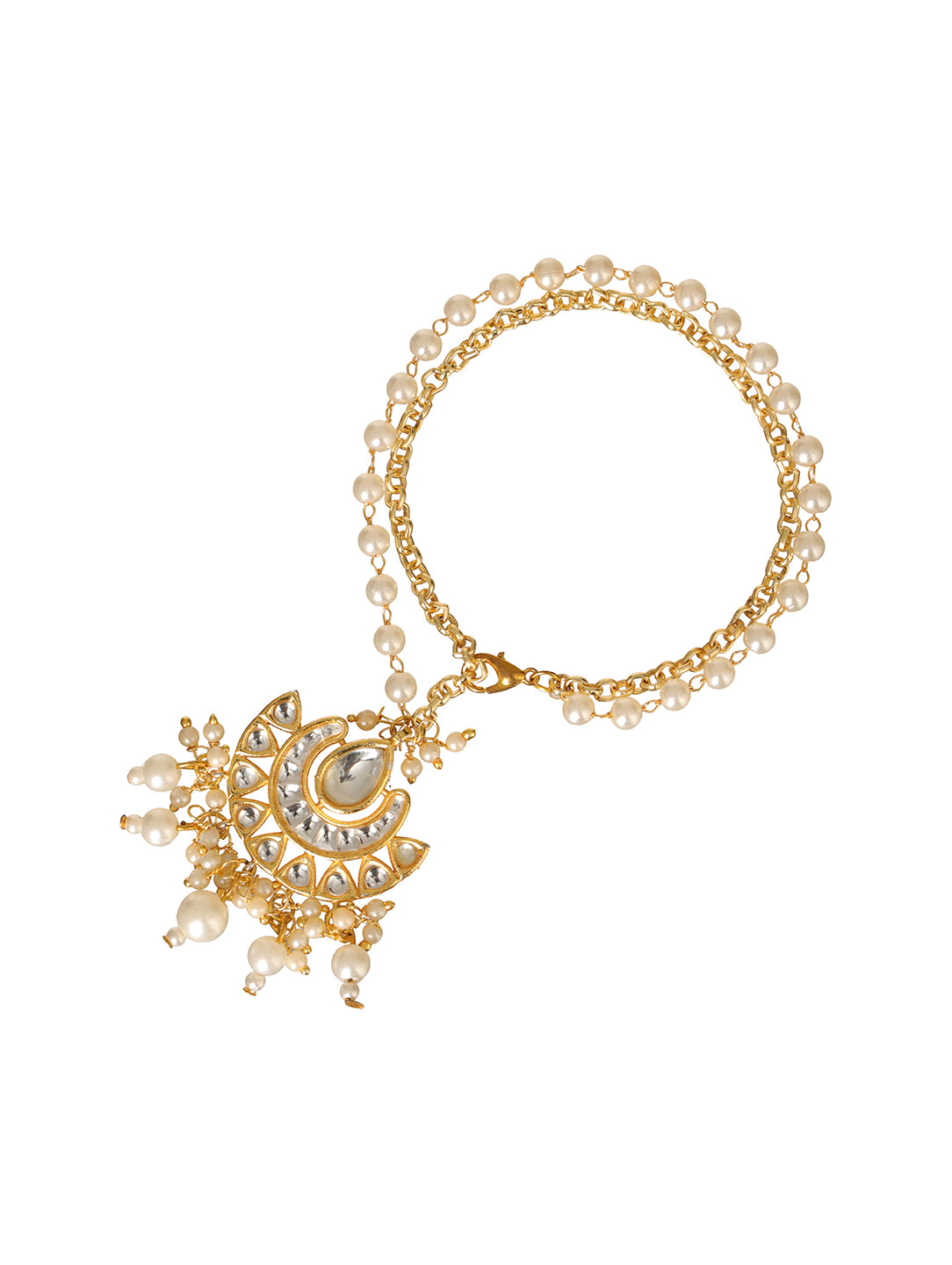 White Pearl Drop Bhabhi Lumba Bracelet Rakhi
