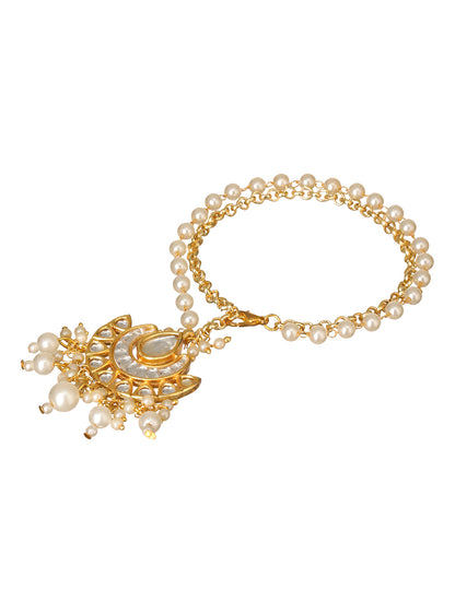 White Pearl Drop Bhabhi Lumba Bracelet Rakhi