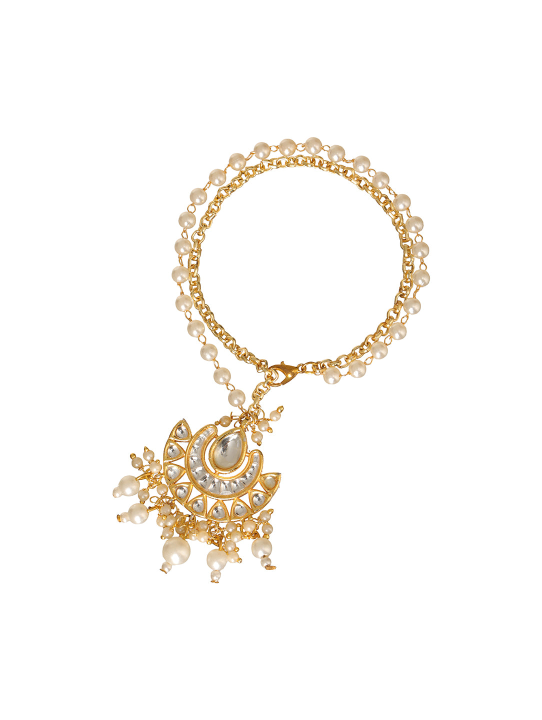 White Pearl Drop Bhabhi Lumba Bracelet Rakhi
