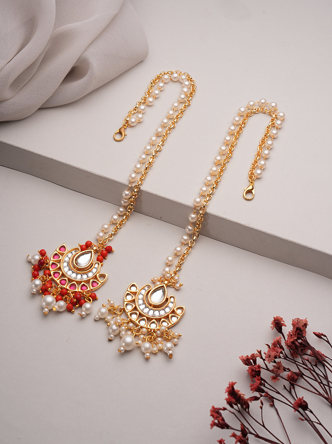 White Pearl Drop Bhabhi Lumba Bracelet Rakhi
