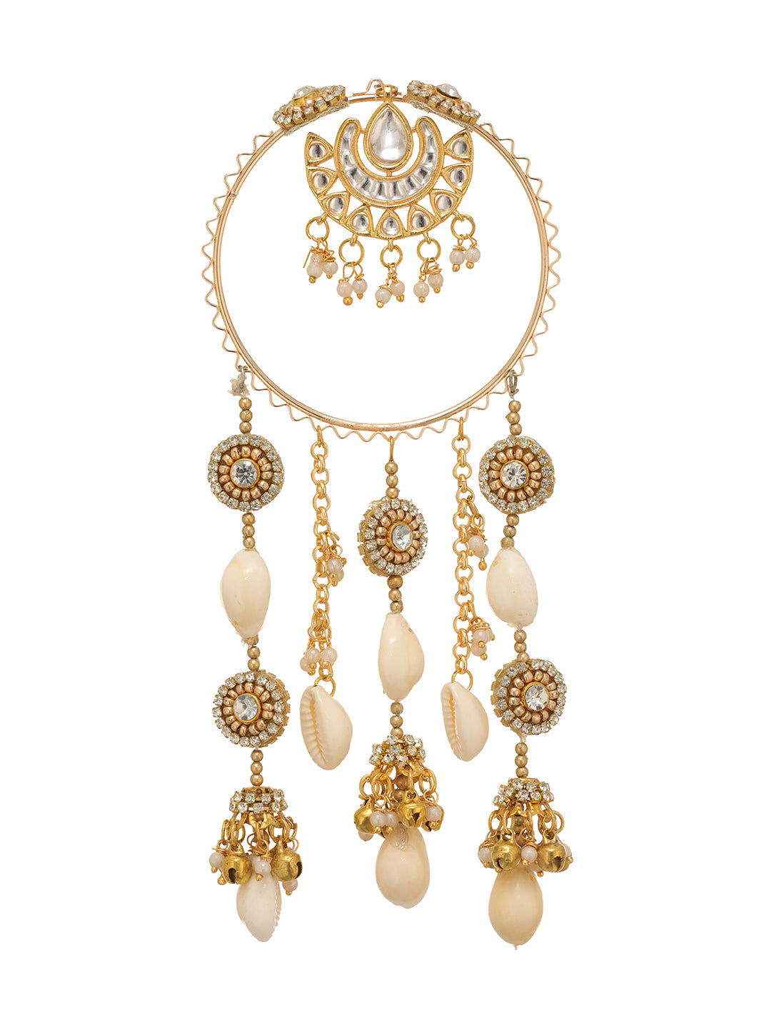 Golden Pearl Haathphool Bhabhi Lumba Bracelet Rakhi