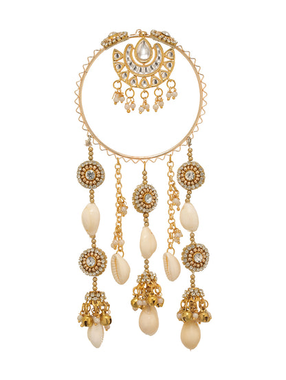 Golden Pearl Haathphool Bhabhi Lumba Bracelet Rakhi