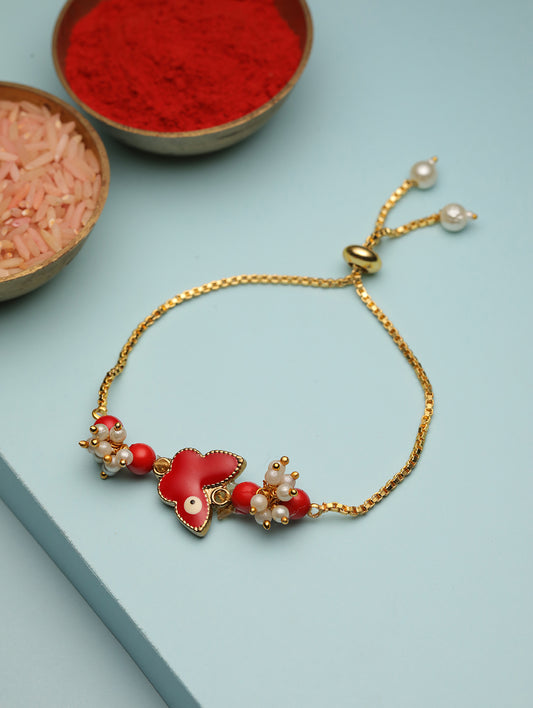 Red Golden Floral Rakhi